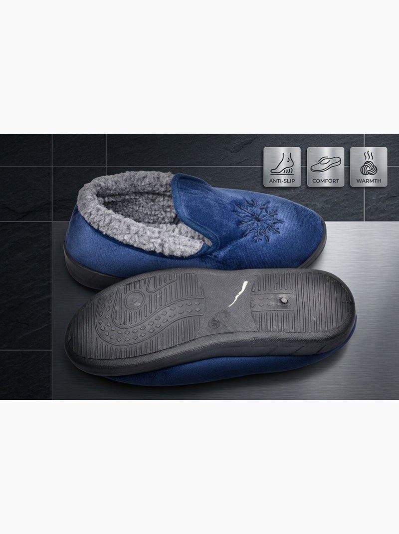 OZABI: zapatillas de terciopelo para mujer, tipo charentaise, cálidas y antideslizantes Azul - Kiabi