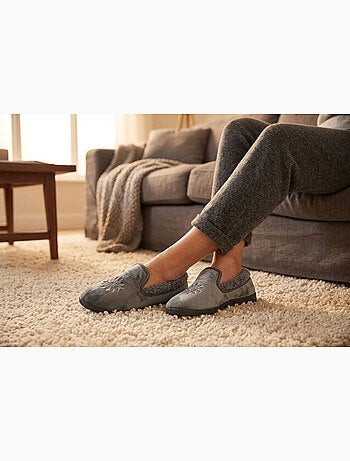 OZABI: zapatillas de terciopelo para mujer, tipo charentaise, cálidas y antideslizantes