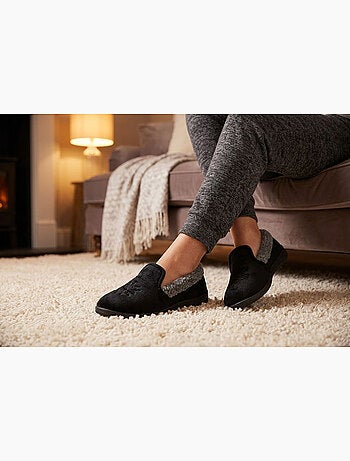 OZABI: zapatillas de terciopelo para mujer, tipo charentaise, cálidas y antideslizantes