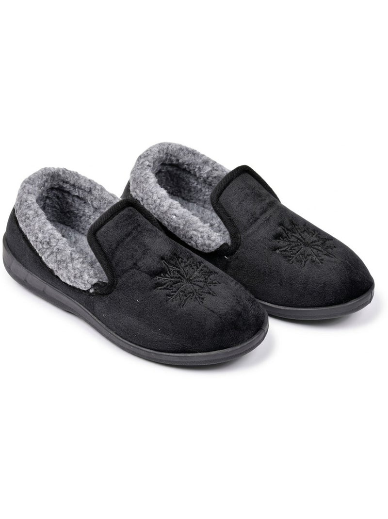 OZABI: zapatillas de terciopelo para mujer, tipo charentaise, cálidas y antideslizantes Negro - Kiabi