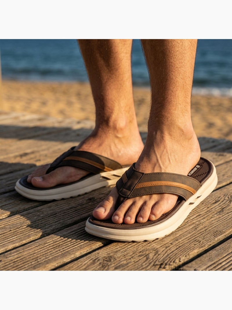 OZABI:chanclas cómodas para hombre con suela gruesa antideslizante,ideales para el verano y la playa Marrón - Kiabi