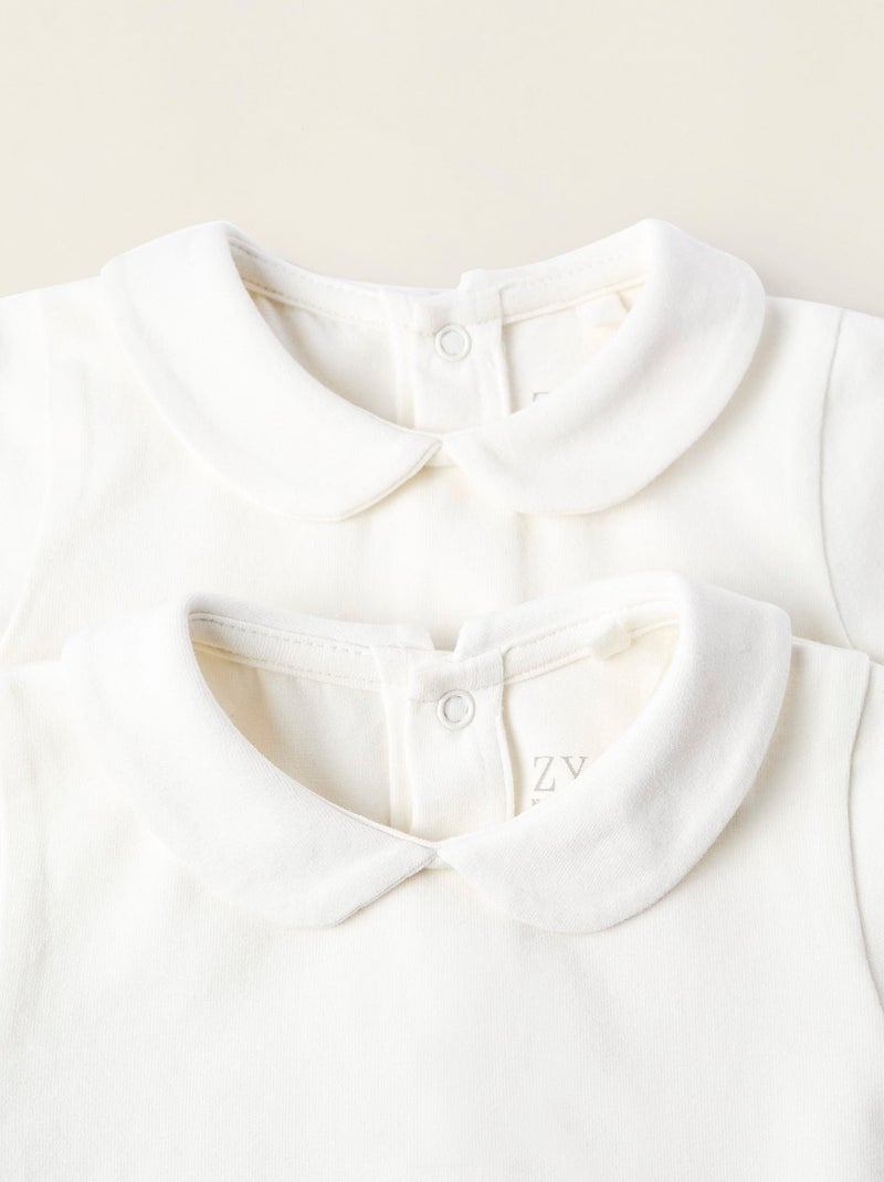 Pack 2 bodies con cuello babero Blanco - Kiabi