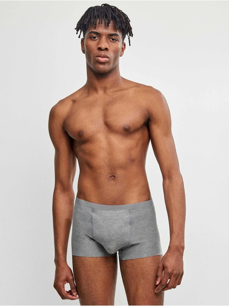 Pack 2 boxer hombre lisos, bajos sin costuras, de modal Gris jaspeado - Kiabi