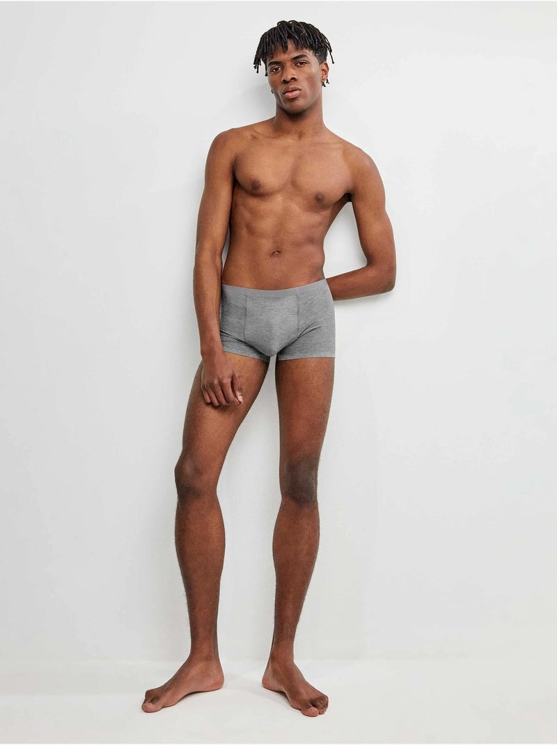 Pack 2 boxer hombre lisos, bajos sin costuras, de modal Gris jaspeado - Kiabi