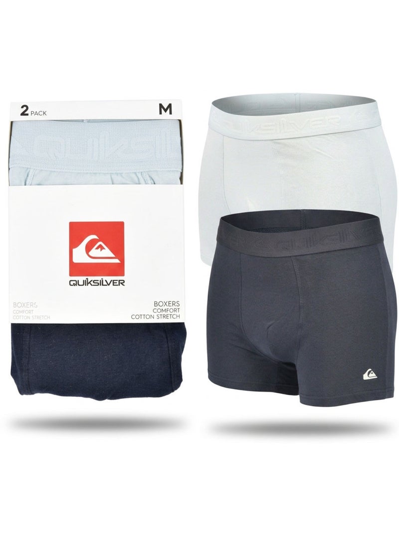 Pack 2 Boxers Hombre Confort Algodón Stretch QUIKSILVER Negro Azul cielo - Kiabi