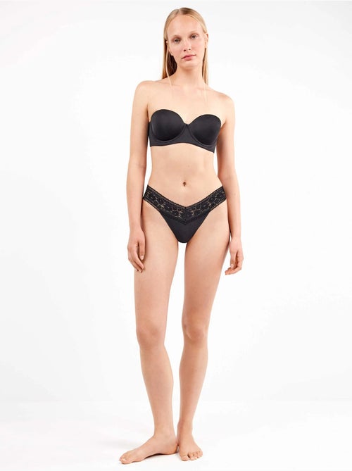 Pack 2 bragas brasile?as con encaje floral - Kiabi