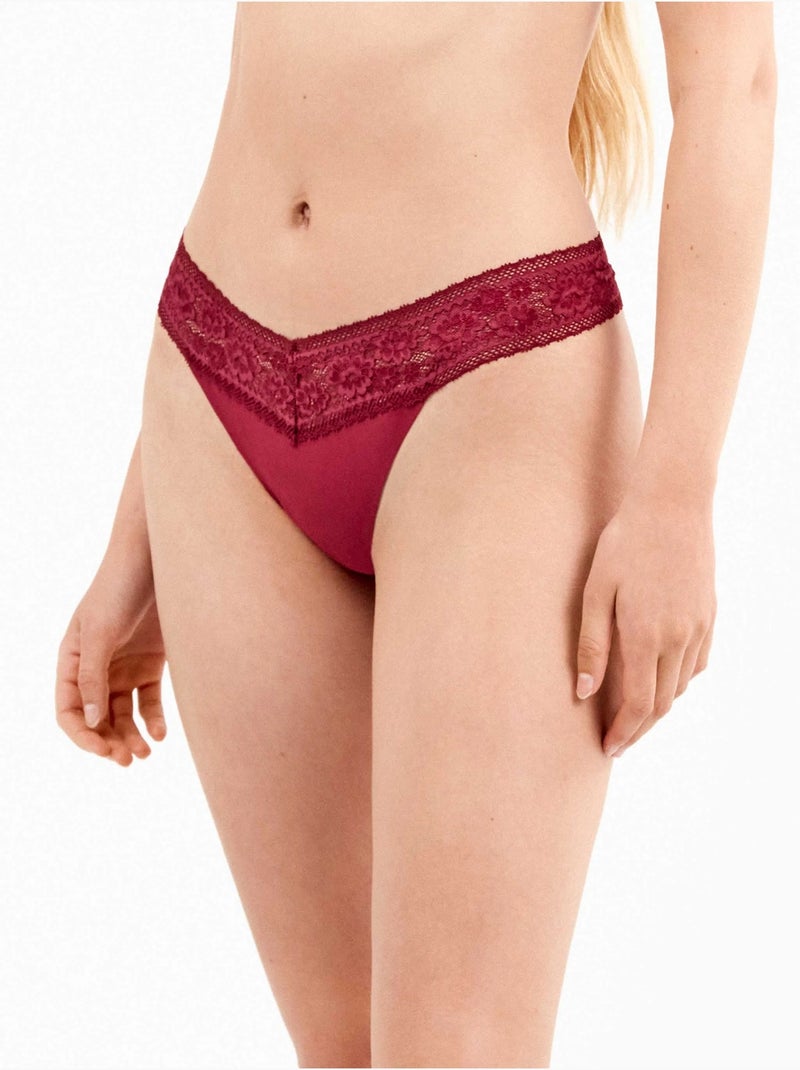 Pack 2 bragas brasileñas con encaje floral Multicolor - Kiabi