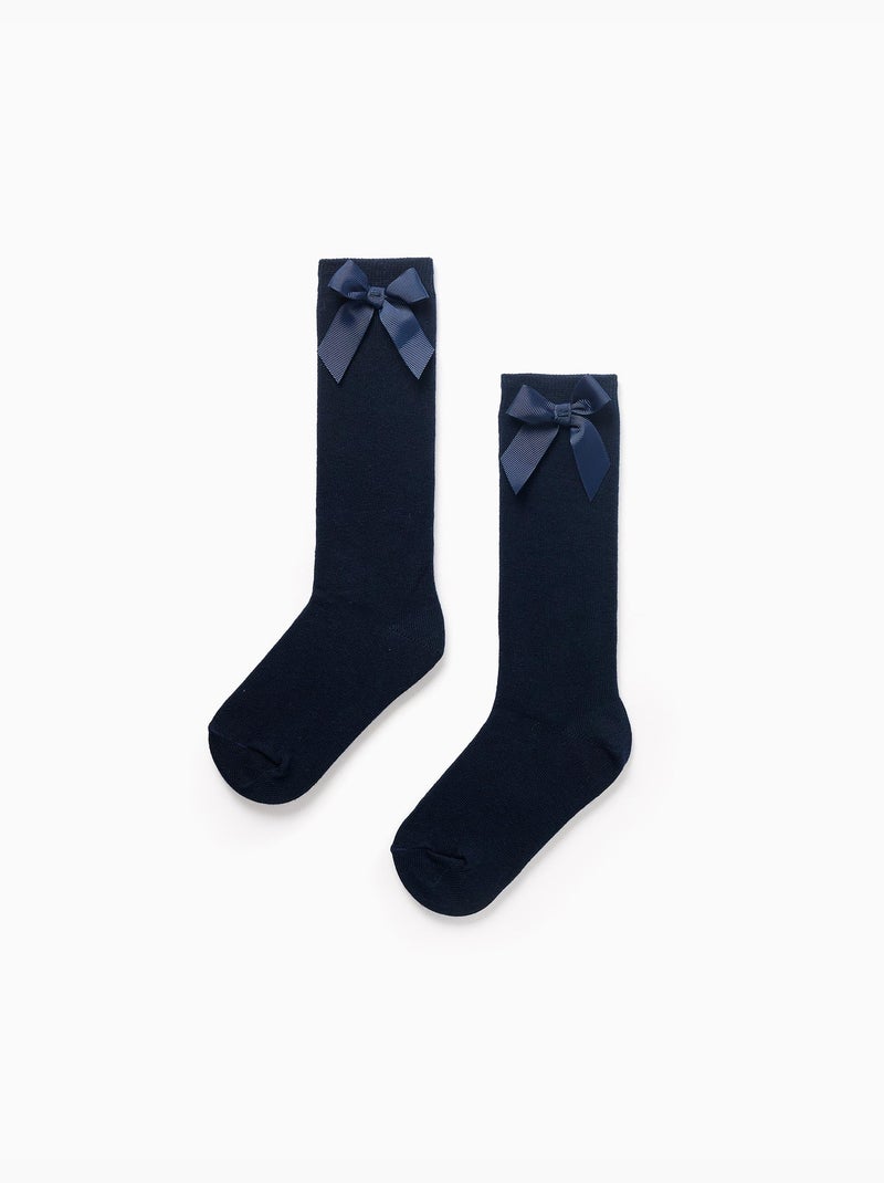 Pack 2 calcetines altos con lazo Azul oscuro - Kiabi
