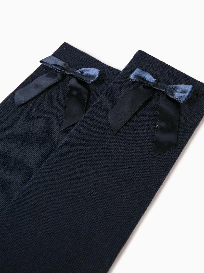 Pack 2 calcetines altos con lazo Azul oscuro - Kiabi