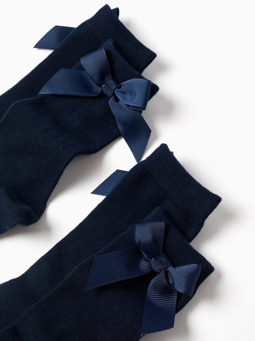 Pack 2 calcetines altos de canalé con lazo - Kiabi