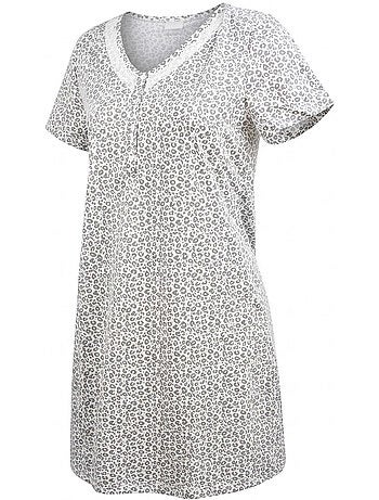 Pack 2 Camisas de Noche Mujer Encaje Botones Manga Corta Algodón OZABI