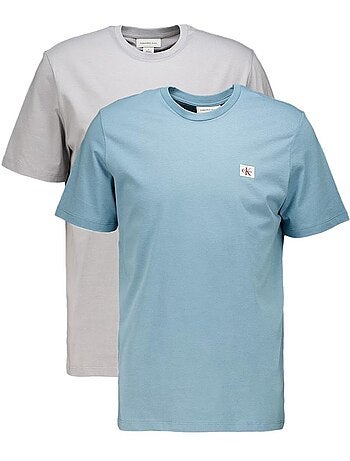 Pack 2 Camisetas Calvin Klein Hombre con Etiqueta Tejida