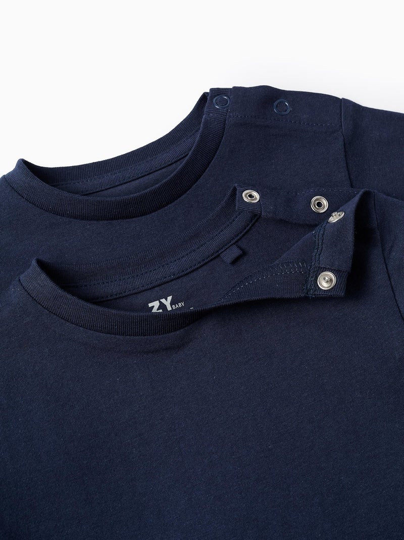 Pack 2 camisetas lisas en algodón Azul oscuro - Kiabi
