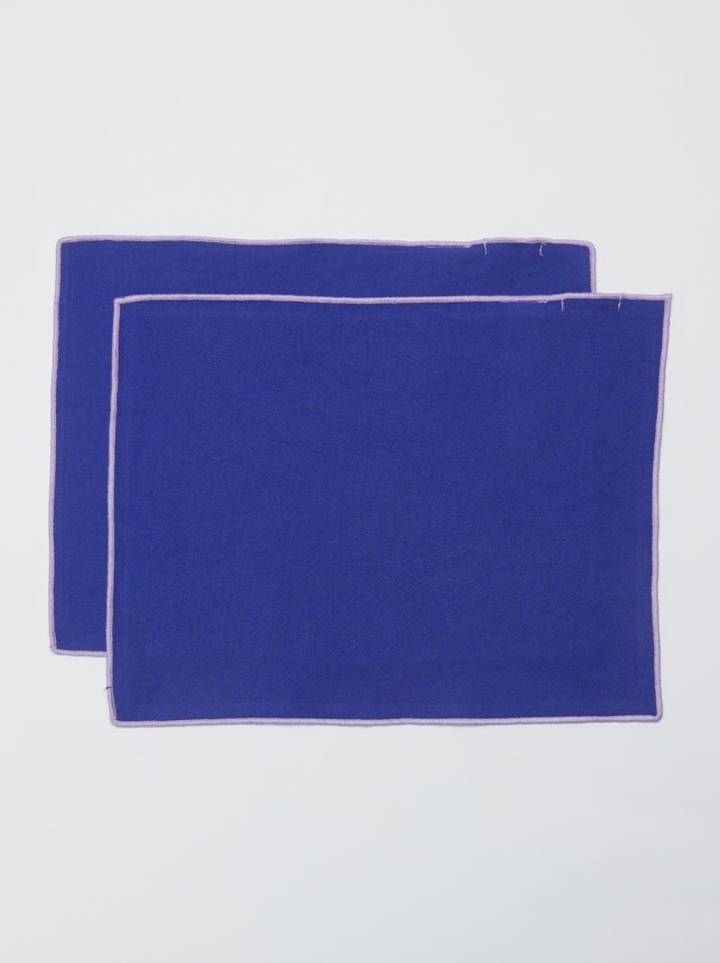 Pack 2 en 1 de 2 manteles individuales lisos / Servilletas  (32 x 40 cm) - Kiabi Home AZUL - Kiabi