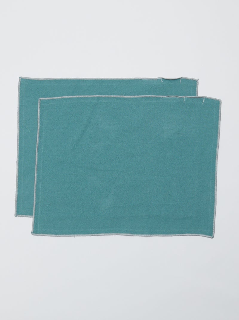 Pack 2 en 1 de 2 manteles individuales lisos / Servilletas  (32 x 40 cm) - Kiabi Home VERDE - Kiabi