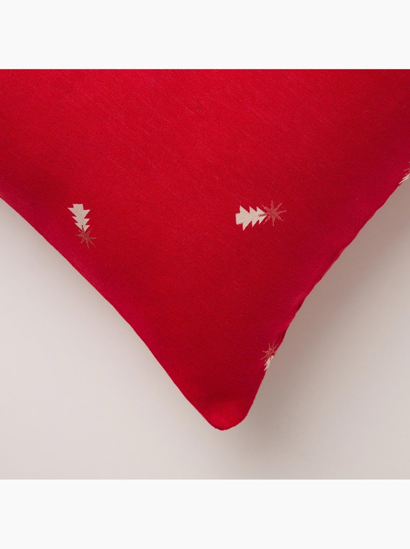 Pack 2 funda de cojín navidad abetos tejido, hilo dorado, algodón - gamusi Rojo - Kiabi