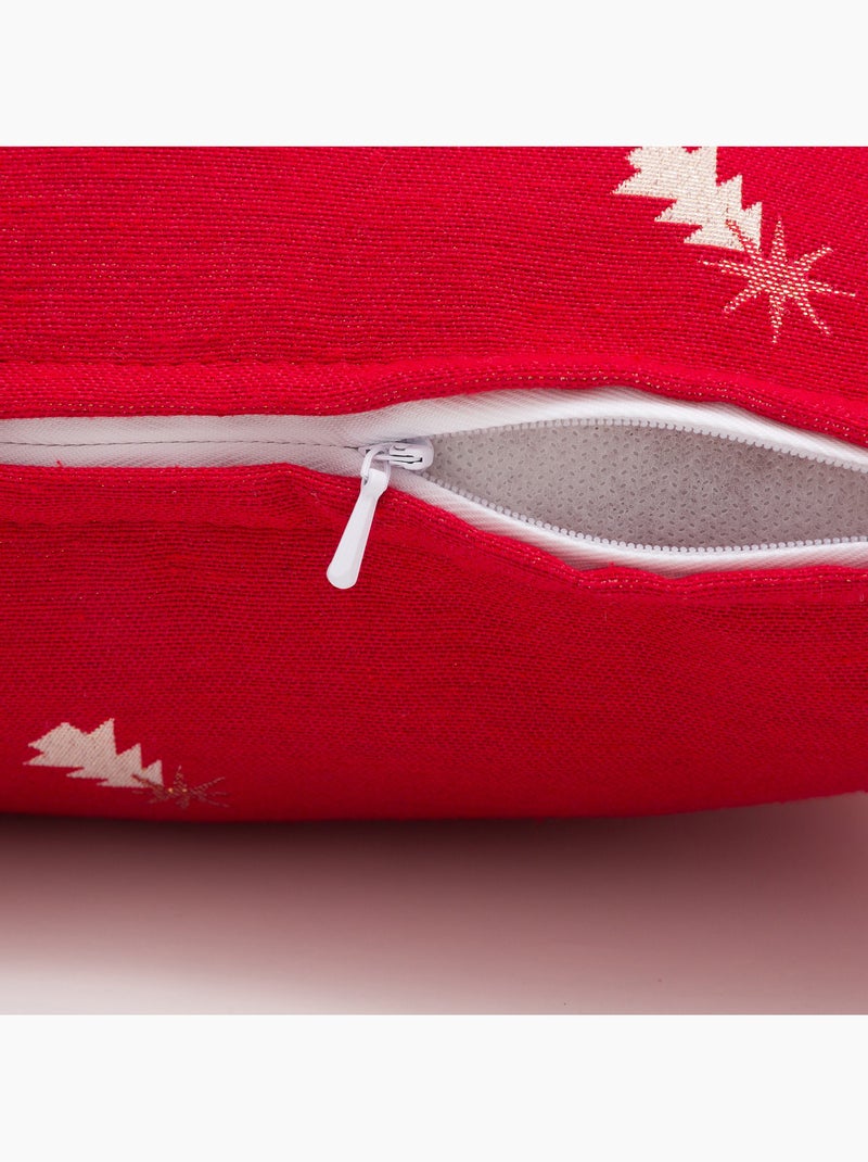Pack 2 funda de cojín navidad abetos tejido, hilo dorado, algodón - gamusi Rojo - Kiabi