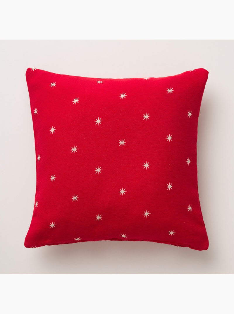 Pack 2 funda de cojín navidad estrellas tejido, hilo dorado, algodón - gamusi Rojo - Kiabi