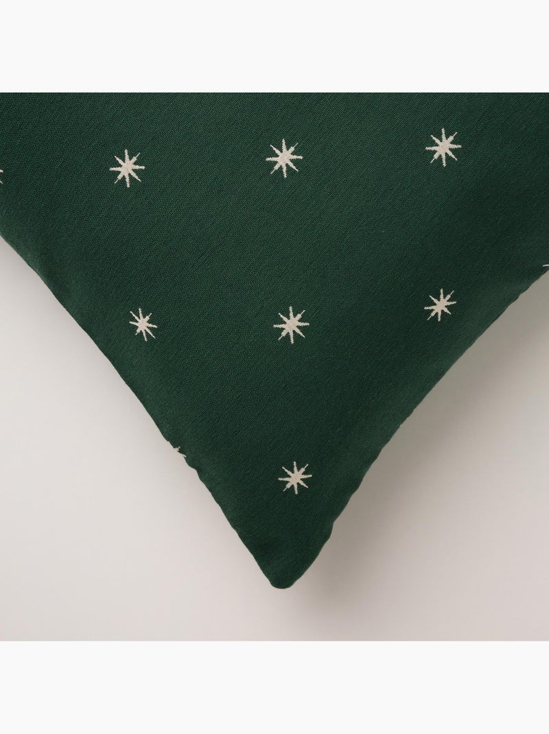 Pack 2 funda de cojín navidad estrellas tejido, hilo dorado, algodón - gamusi Verde - Kiabi