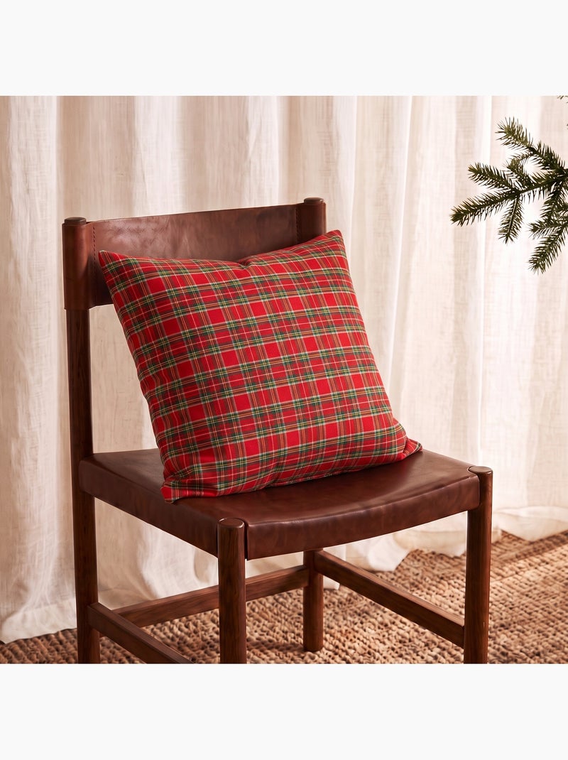 Pack 2 fundas de cojín navidad algodón, hilo dorado relieve, cuadros tartán - gamusi Rojo - Kiabi