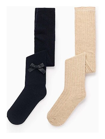 Pack 2 leotardos canalé/con lazo