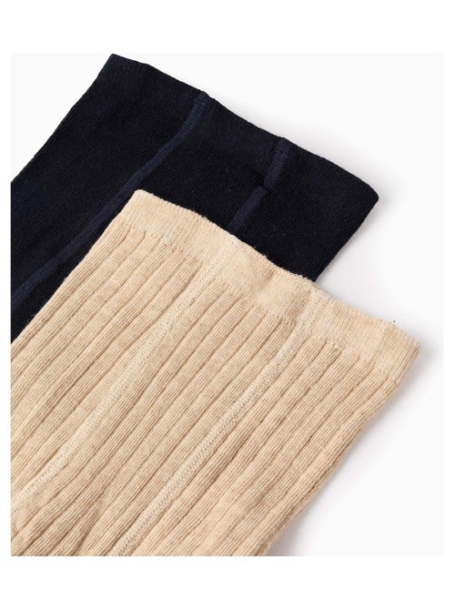 Pack 2 leotardos canalé/con lazo - Kiabi