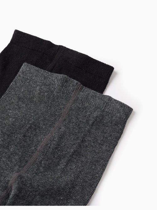 Pack 2 leotardos liso/rombos - Kiabi