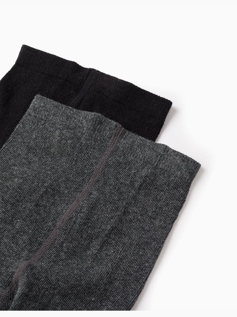 Pack 2 leotardos liso/rombos Multicolor - Kiabi