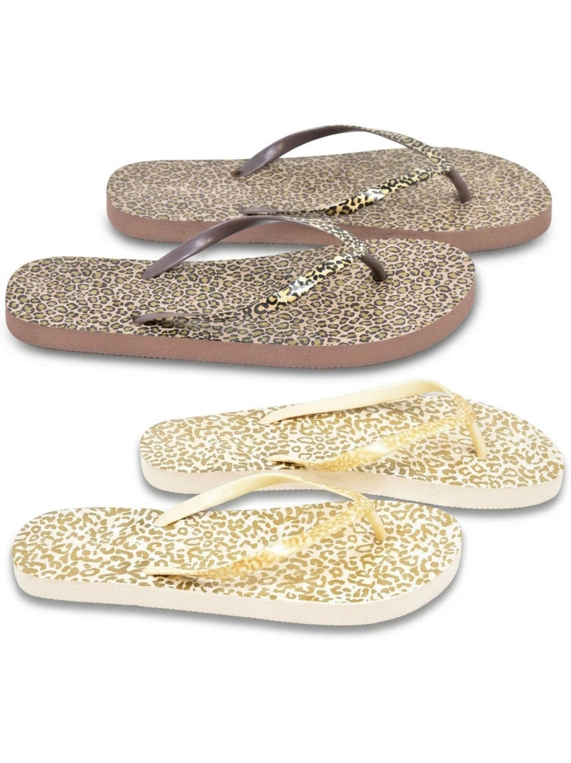 Pack 2 Pares Chanclas Mujer Print Sauvage OZABI Marrón/Multicolor - Kiabi