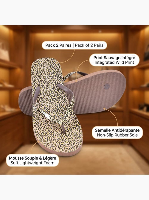 Pack 2 Pares Chanclas Mujer Print Sauvage OZABI - Kiabi