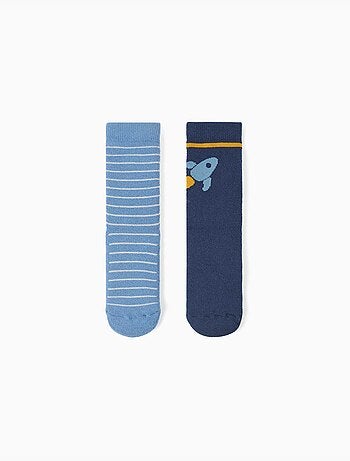 Pack 2 pares de calcetines antideslizantes con rayas/cohete