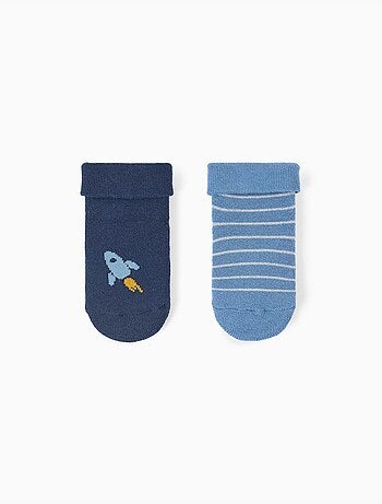 Pack 2 pares de calcetines antideslizantes con rayas/cohete