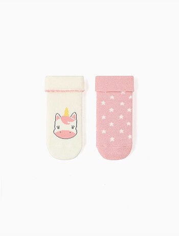 Pack 2 pares de calcetines antideslizantes con unicornios y estrellas