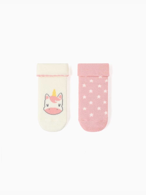 Pack 2 pares de calcetines antideslizantes con unicornios y estrellas - Kiabi