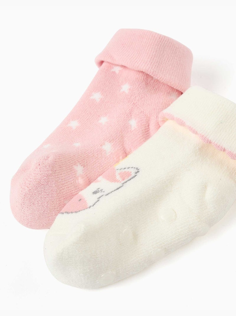 Pack 2 pares de calcetines antideslizantes con unicornios y estrellas Multicolor - Kiabi