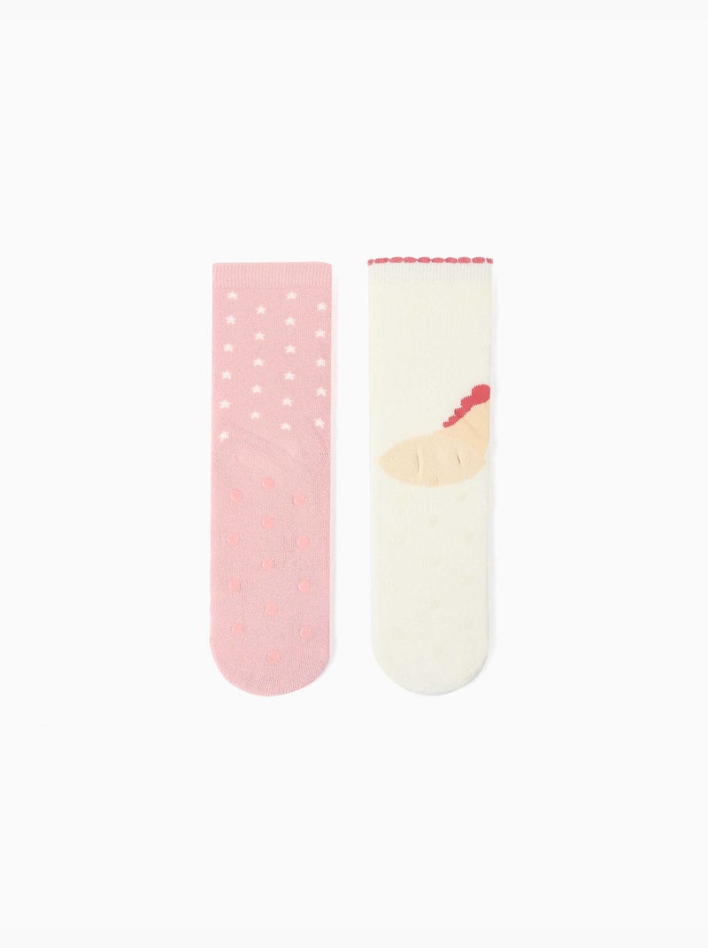 Pack 2 pares de calcetines antideslizantes con unicornios y estrellas Multicolor - Kiabi