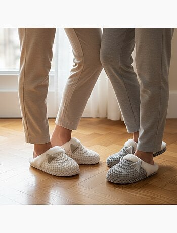 Pack 2 pares de mulas mujer motivo gato forro pelo sintético OZABI