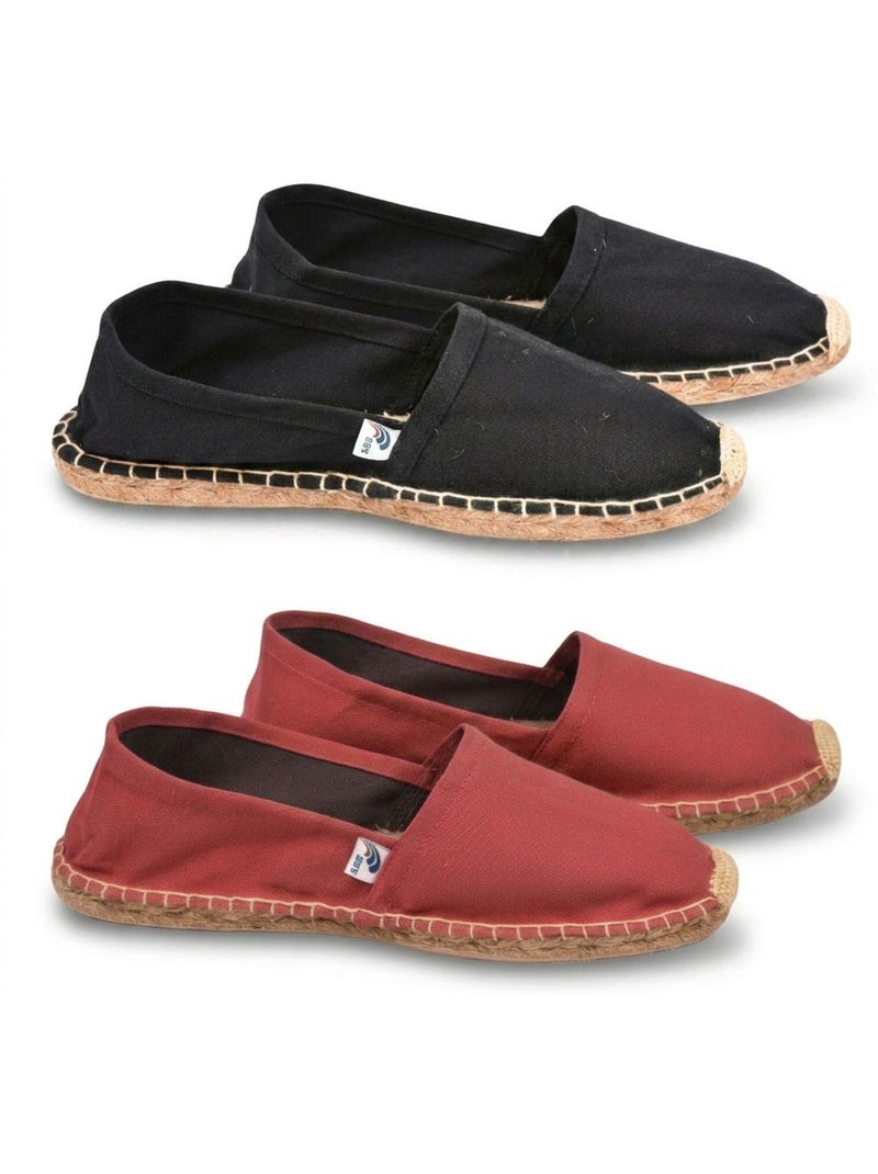 Pack 2 Pares Esparteñas Hombre Suela Cuerda Yute OZABI Negro Burdeos - Kiabi