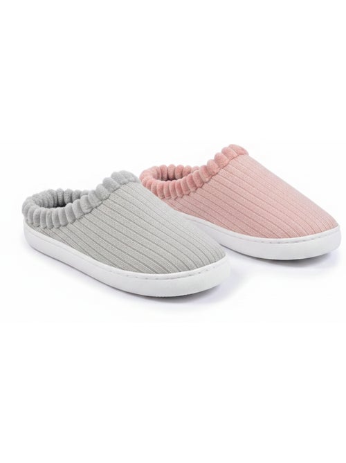 Pack 2 Pares Mulas Mujer Tricot Acanalado Lentejuelas Pelo Sintético OZABI - Kiabi Pack 2 Pares Mulas Mujer Tricot Acanalado Lentejuelas Pelo Sintético OZABI - Kiabi