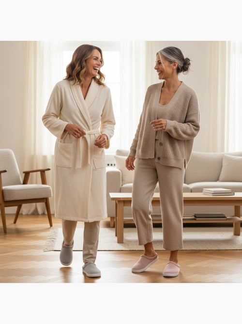 Pack 2 Pares Mulas Mujer Tricot Acanalado Lentejuelas Pelo Sintético OZABI - Kiabi Pack 2 Pares Mulas Mujer Tricot Acanalado Lentejuelas Pelo Sintético OZABI - Kiabi