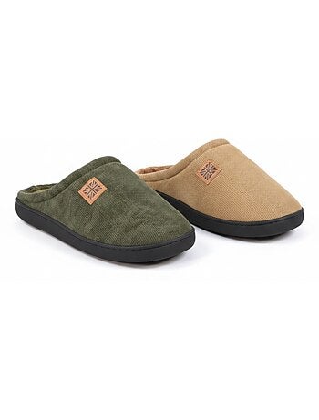 Pack 2 Pares Mules Hombre Pana Forro Toalla OZABI