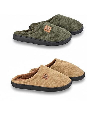 Pack 2 Pares Mules Hombre Pana Forro Toalla OZABI