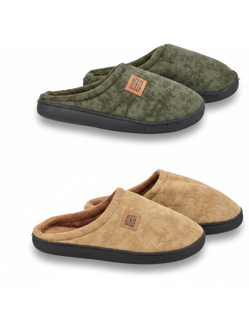 Pack 2 Pares Mules Hombre Pana Forro Toalla OZABI - Kiabi Pack 2 Pares Mules Hombre Pana Forro Toalla OZABI - Kiabi