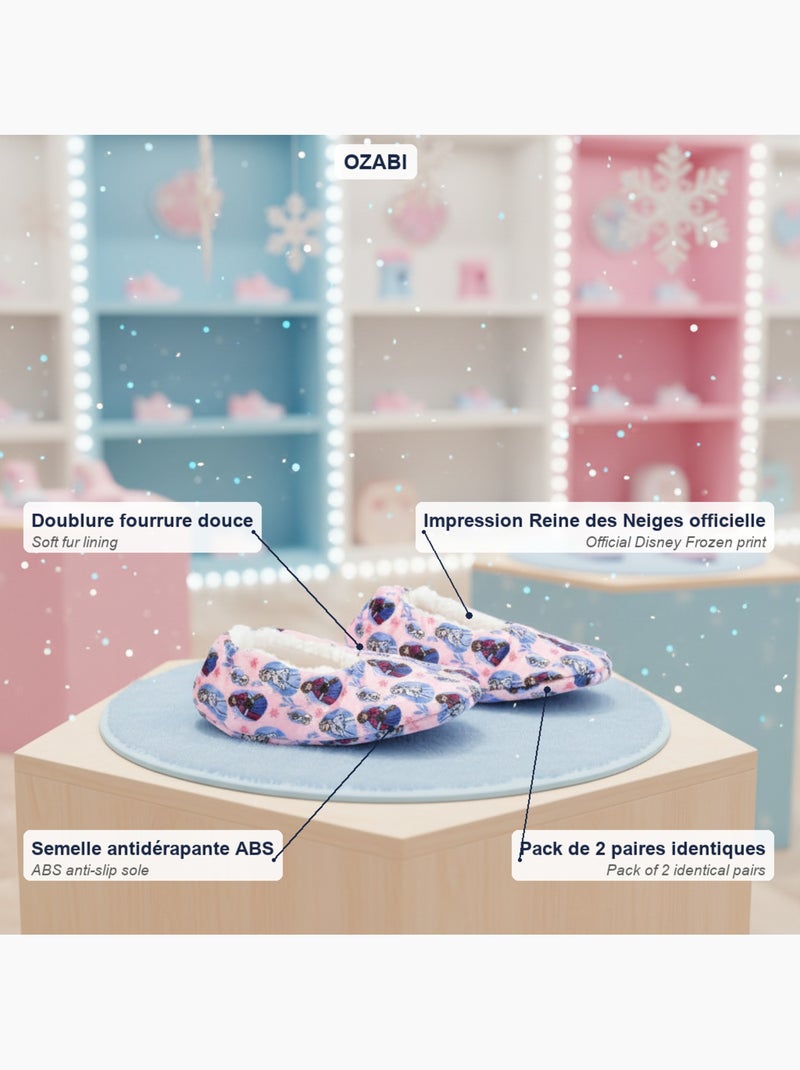 Pack 2 pares pantuflas niña Disney forradas antideslizantes OZABI Rosa - Kiabi