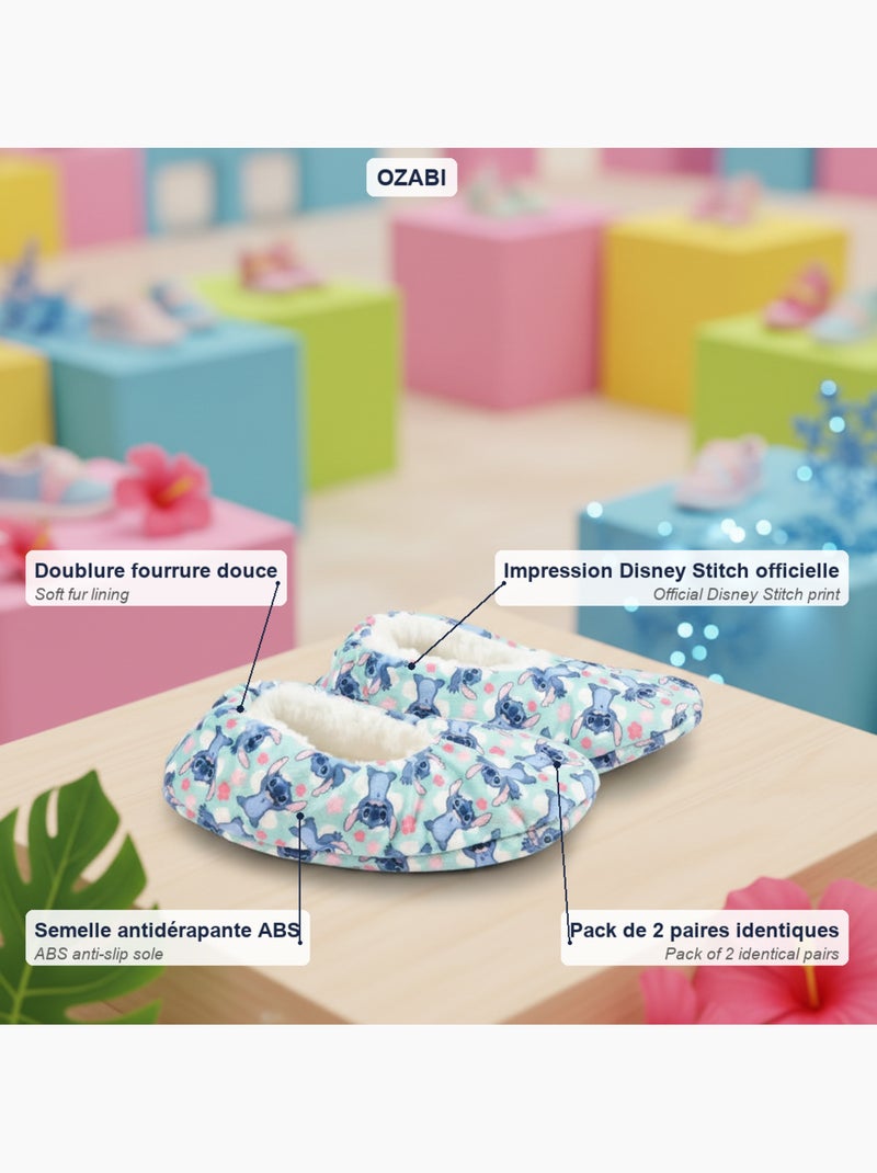 Pack 2 pares pantuflas niña Disney forradas antideslizantes OZABI Verde - Kiabi