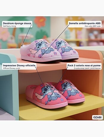 Pack 2 Pares Pantuflas Niña Disney Stitch Forradas Antideslizantes OZABI
