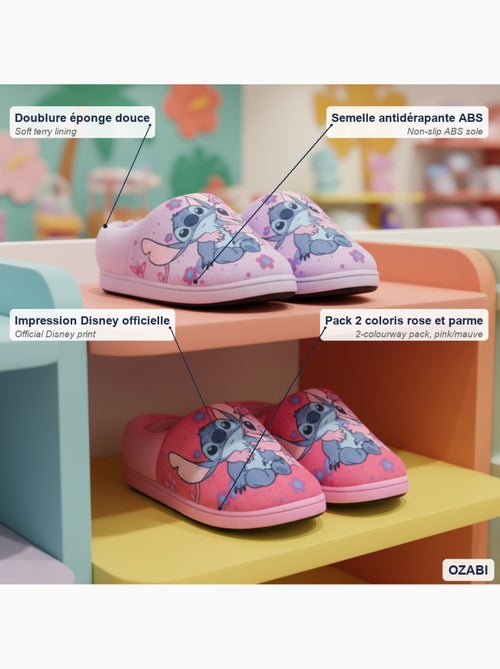 Pack 2 Pares Pantuflas Niña Disney Stitch Forradas Antideslizantes OZABI - Kiabi Pack 2 Pares Pantuflas Niña Disney Stitch Forradas Antideslizantes OZABI - Kiabi