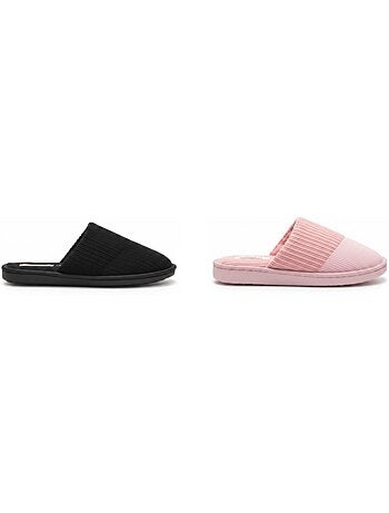 Pack 2 Pares Zapatillas de Casa Mujer INFINITIF PARIS Mula Caña Acanalada Suela Espuma