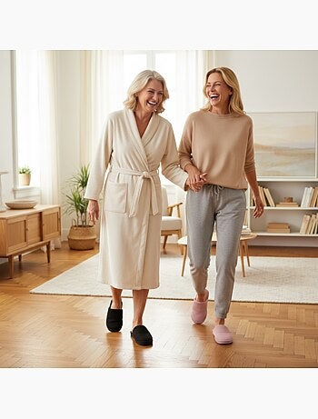 Pack 2 Pares Zapatillas de Casa Mujer INFINITIF PARIS Mula Caña Acanalada Suela Espuma