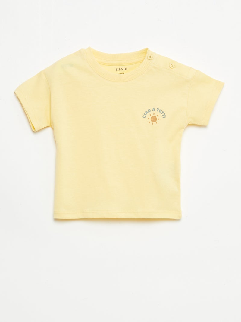 Pack 2 piezas pantalón corto + camiseta Amarillo - Kiabi